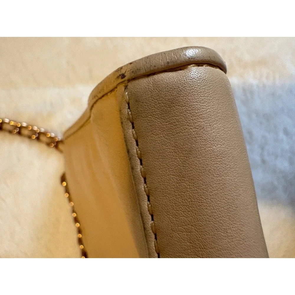 Rebecca Minkoff Affair Quilted Tan Leather Crossbody Bag Rose Gold Chain Strap